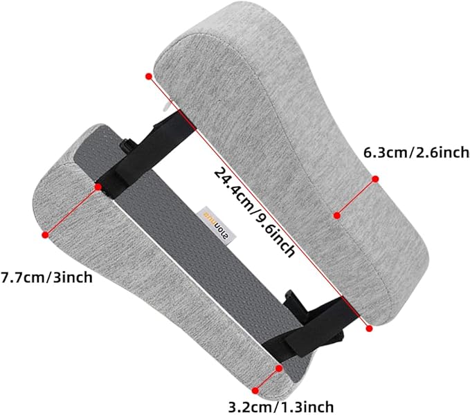 Memory Foam Armrest Pads for Office Chairs Grey Chair Arm Rest Cushion for Elbows and Forearms Pressure Relief(Set of 2)