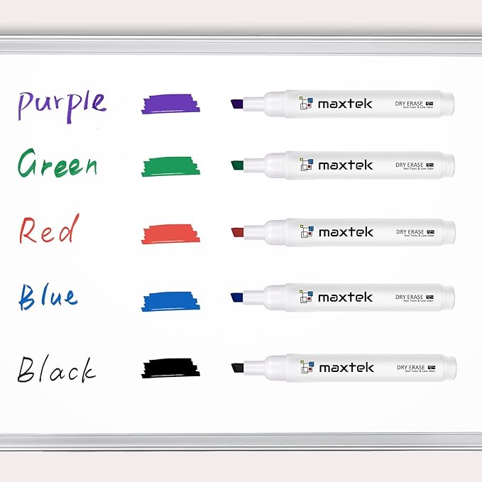 maxtek Dry Erase Markers Chisel Tip, 17 Count 5 Colors Whiteboard Markers, Low Odor Dry Erase Markers