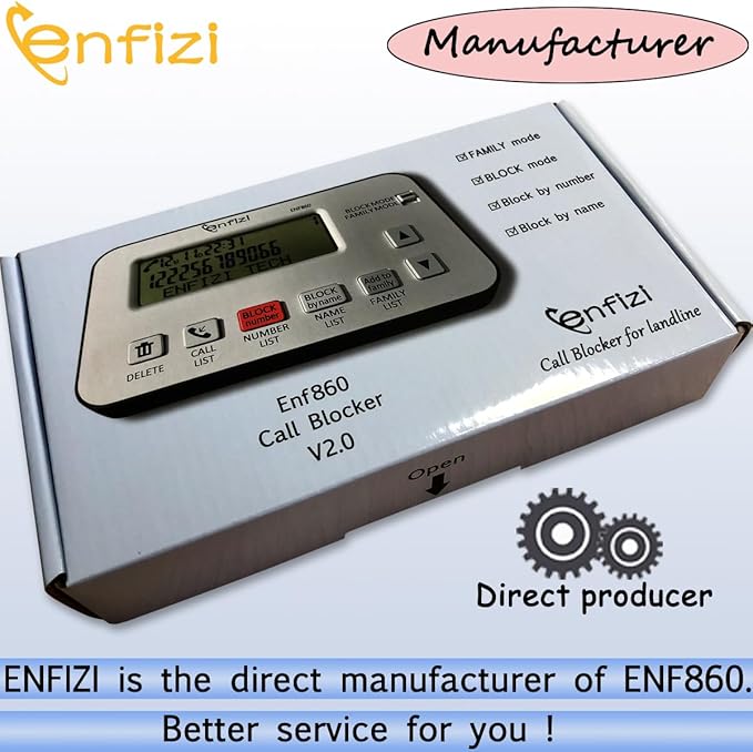 Enf860 Call Blocker for Landline Phones, Blacklist/Whitelist Dual Mode, Block spam Calls by Number and Name