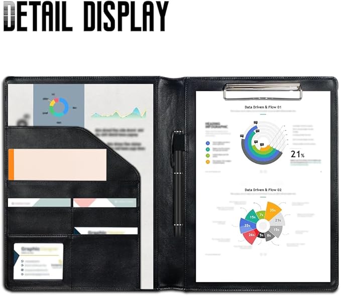 Cozeyat Padfolio with Clipboard for Men PU Leather Notepad Holder Legal Pad Holder Notebook Holder Ethnic Horse Design Padfolio - Business Gift