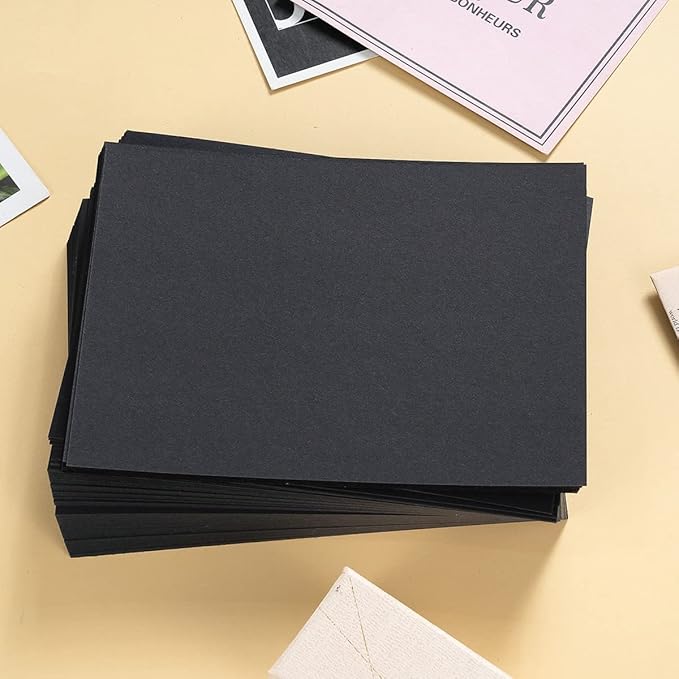 100 Pack Thick Paper Cardstock Blank Heavy Cards Stock for Invitations, Greeting Cards Making, Postcards, Photos, 250GSM Thick Paper (Black, 4x6 inches)