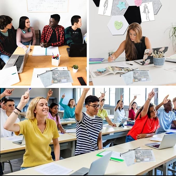 Vuzvuv A5-22 PCS 9.49"x 7.09"Mesh Zipper Pouch Set,Resistant Document File Folders Plastic Mesh Bag with Label Sticker for File, Document, Makeup, Board Game School Office Home Travel Storage