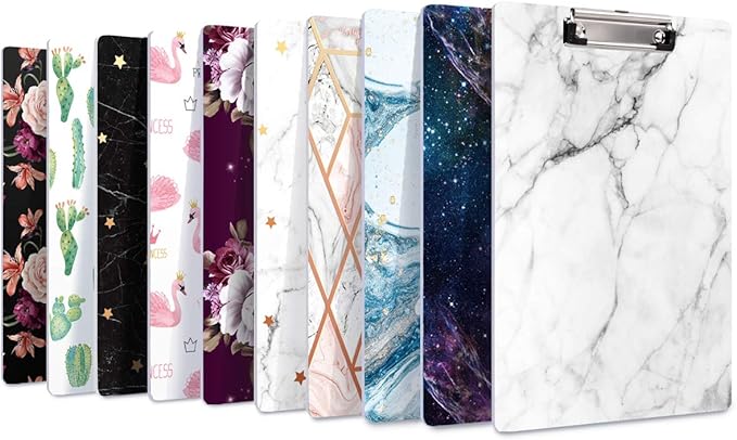 WAVEYU Clipboard, Cute Clipboard, Letter Size Decorative Clipboard Cactus Design with Low Profile Clip, Retractable Key Hole for Hanging Paperboard for Office School, Cactus (12.5"x9")