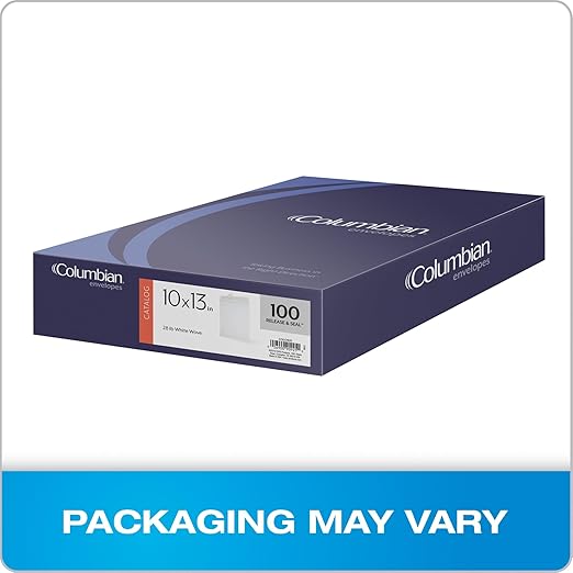 Columbian 10 x 13 Catalog Envelopes with Self Seal Closure, 28 lb White Wove, for Mailing Flat Letter Size Documents or Photos, 100 Per Box (COLO336)