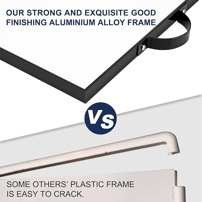 TSJ OFFICE Small Whiteboard Cork-Board - 16" X 12" Portable Aluminum Black Framed Magnetic Dry Erase Board, Small Bulletin Cork Board with Holder for Office, Home and School