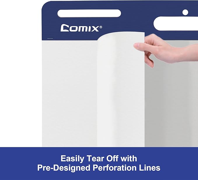 Comix Sticky Easel Pad, 20 x 23 Inches Flip Chart Paper for Teachers, Large Self Stick Easel Paper, 30 Sheets/Pad, 6 Pads/Pack
