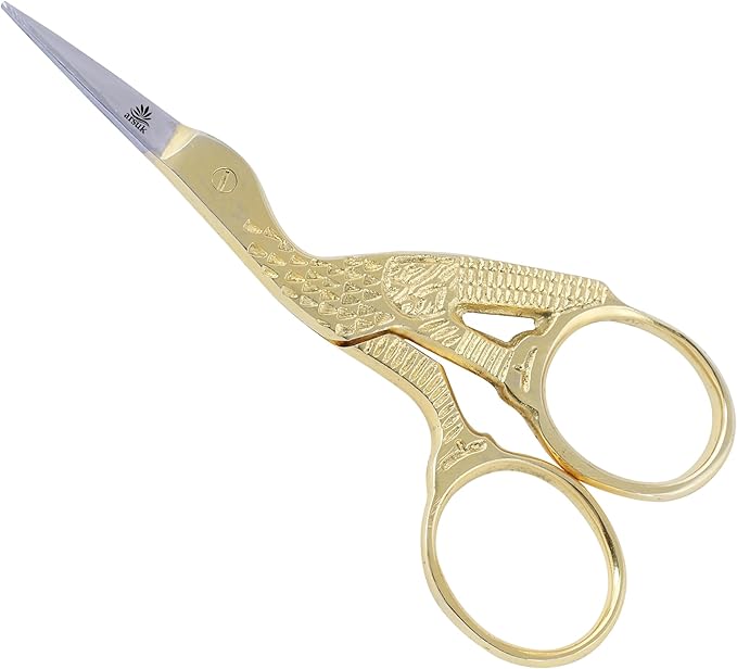 Embroidery Scissors Sewing Sharp Shears fabric crafting scissor for Threading Art Home crafts, Office Work, Vintage stork style safety Needlework Cross-Stitch Tailor Scissors