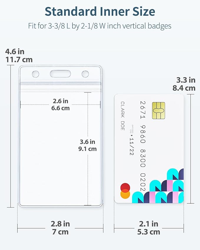 Uniclife 12 Pack Vertical ID Card Badge Holder Waterproof Clear Card Sleeve Case Cover Heavy Duty Card Protector Pouch with Resealable Zip for Proximity Key Card Driver’s License and Credit Card