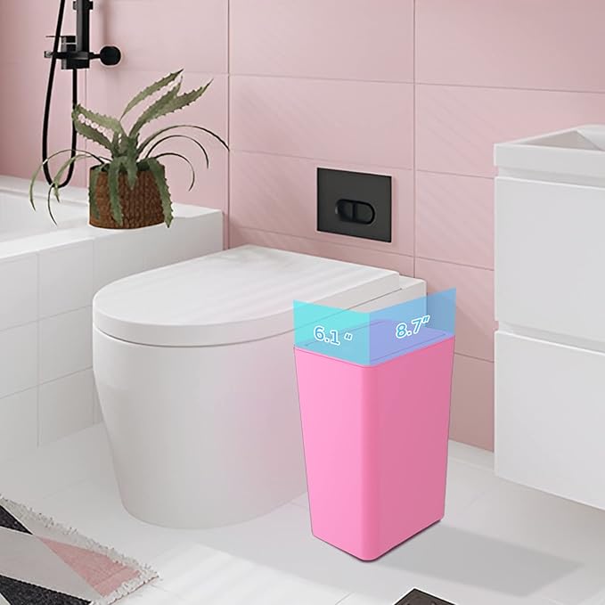 SHPMXUPW 3 Pack Bathroom Small Trash Can with Lid,10L / 2.6 Gallon Slim Garbage Bin Wastebasket with Pop-Up Lid for Bedroom, Office, Kitchen, Craft Room, Fits Under Desk/Cabinet/Sink