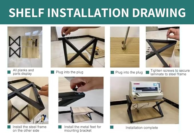 Desktop Printer Stand,2-Tier Desk Space Organizer for Home Office,Storing Heavy Duty Fax Machine, Scanner,Rustic Brown