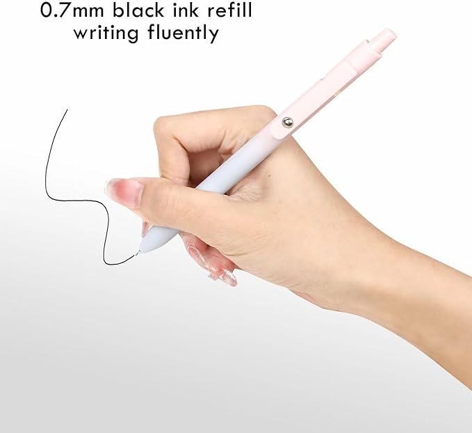 Ddaowanx Gel Pens, 5 Pcs 0.7mm Quick Dry Black Ink Pens Fine Point Smooth Writing Pens, Cute Office School Supplies Gifts for Women (5 Pcs Gradient-Black Ink)