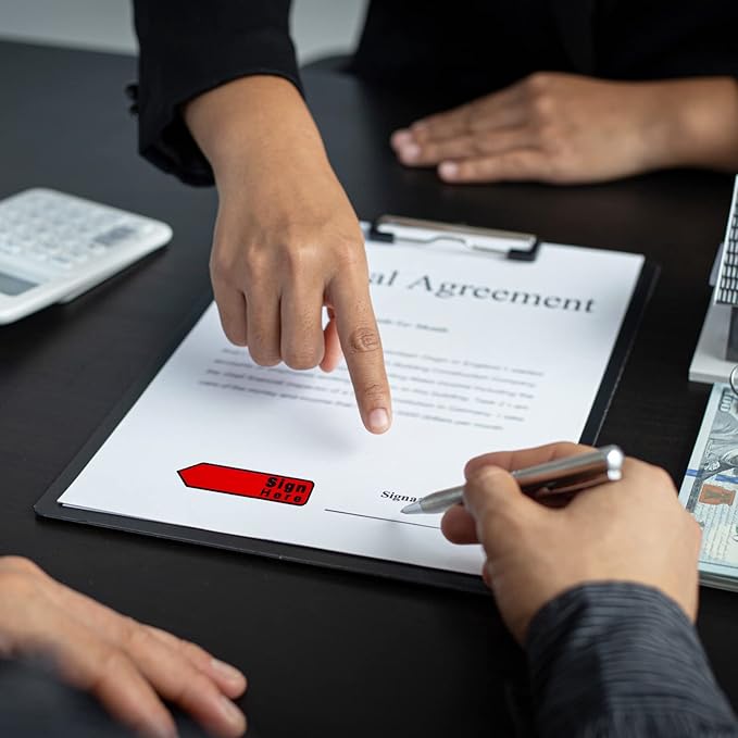 Colarr 10 Pack 1000 Pieces Sign Here Date Tabs Sign Here Date Stickers Flags Please Message Flags for Office Notebook Annotating Books Notary Books(Red,Cute)