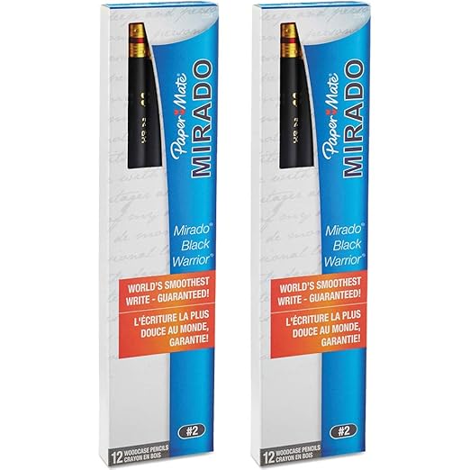 Paper Mate Mirado Black Warrior Woodcase Pencil Nontoxic , HB #2, Black Matte Barrel, Dozen, Sold as 2 Packs of 12, Total of 24 Each (PAP2254)