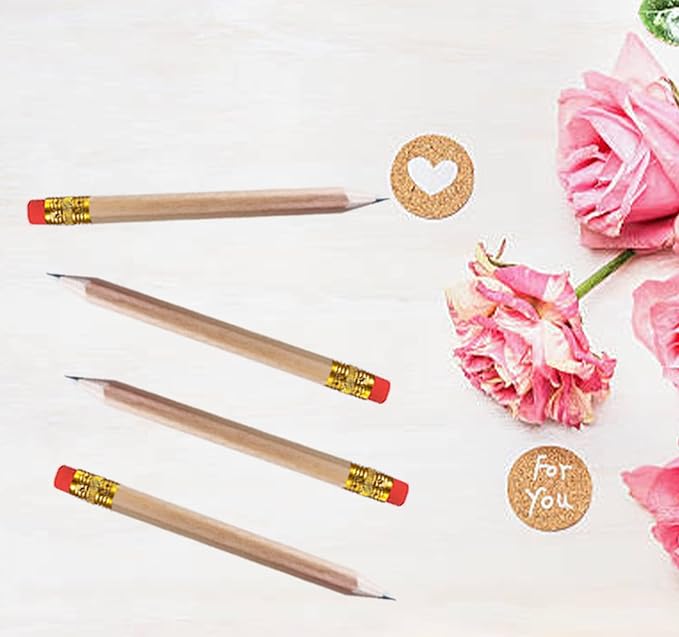 Adhere 25pcs Golf Pencils with Eraser Pre sharpened Hexagon half Wooden Pencils Graphite 2B for Golf Event Scoring,Classroom,Wedding,Company Meetings,Pew, Pocket (Nature)