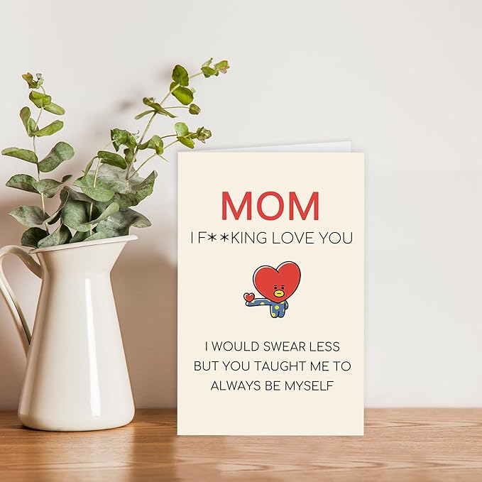 Funny Birthday Card for Mom Grandma, Happy Mother Birthday Card Gift from Son Daughter, Naughty Mother's Day Thank You Cards for Mom, Unique Mom Birthday Card Gift