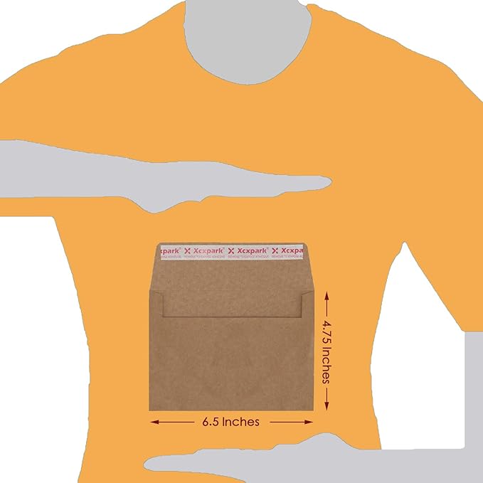 100 Qty Printable A6 Invitation Envelopes 4.75x6.5 inches Cards, Self Seal 120GSM Brown Kraft Paper Envelopes for Invitations, Photos, Documents, Wedding, Baby Shower, Easy to Seal and Peel