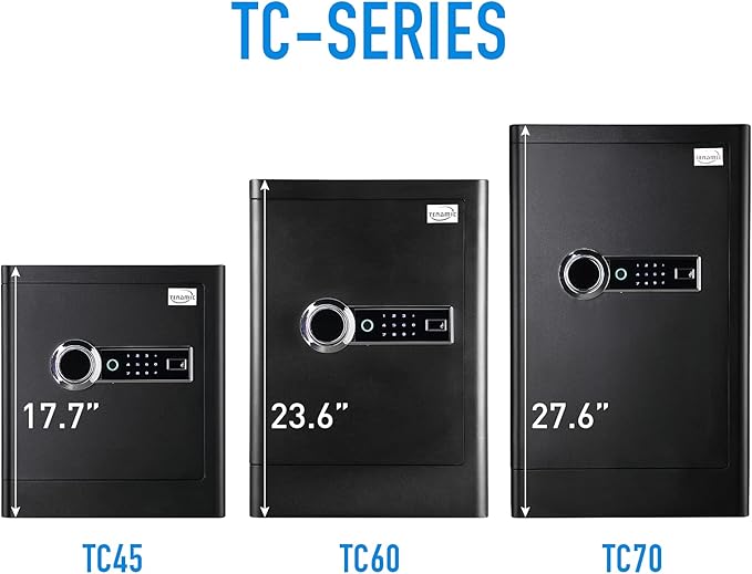 Tenamic Fireproof Fingerprint Safe Box 3.02 Cuft with Separate Lock Box and Hidden Bottom Compartment, Touch Screen Keypad Security Box with Induction Light and Leather Key Card Pouch
