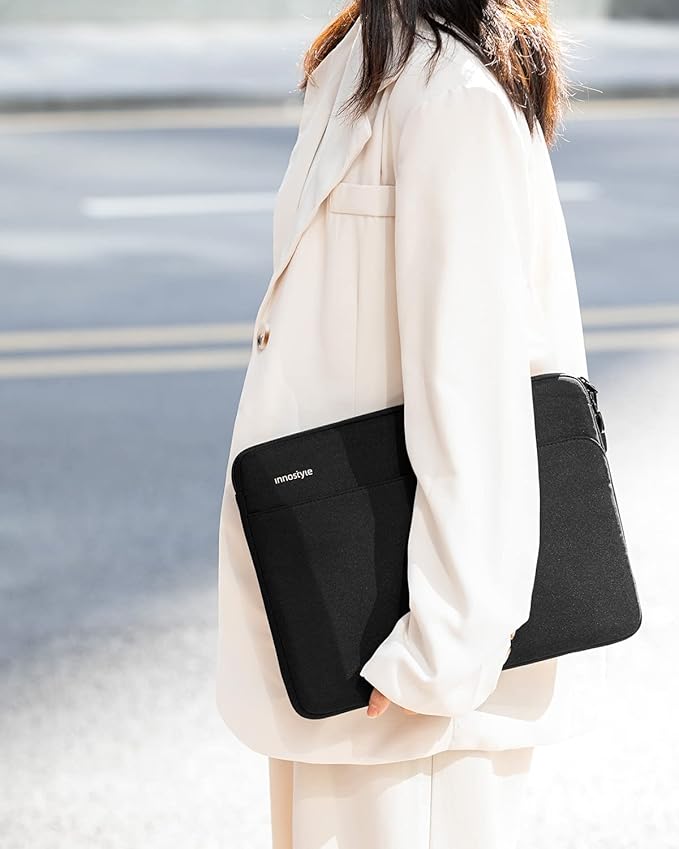 Protective 13 Inch Laptop Sleeve for 13 13.3 MacBook Air/Pro, 13 HP Dell Lenovo Asus Notebook - Shockproof, Water-Resistant with Accessory Pocket (Black, 13 inch)