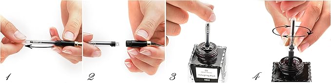 Dryden Designs Fountain Pen Medium Nib, Pearl White, Left and Right Handed, Includes 24 Ink Cartridges - 12 Black and 12 Blue