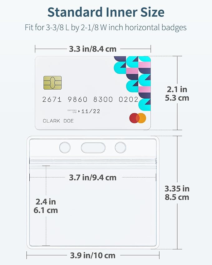 Uniclife 6 Pack ID Badge Holder Horizontal Clear Plastic Case with Resealable Zip Soft Waterproof Card Protector Pouch for Office School Credit Cards Proximity Key Cards Driver’s Licenses and Passes