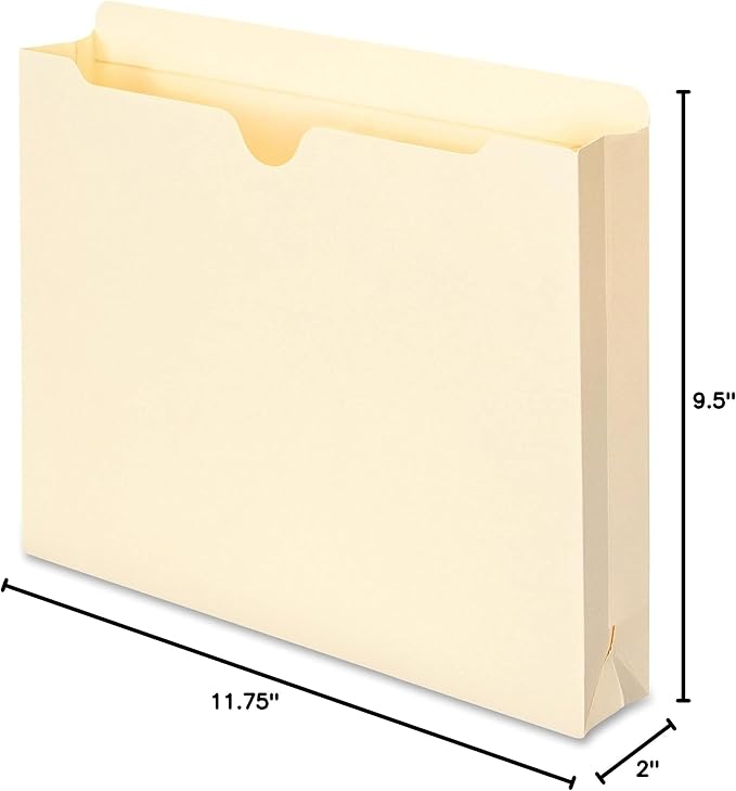 Smead File Jacket, Reinforced Straight-Cut Tab, 2" Expansion, Letter Size, Manila, 50 Per Box (75560)