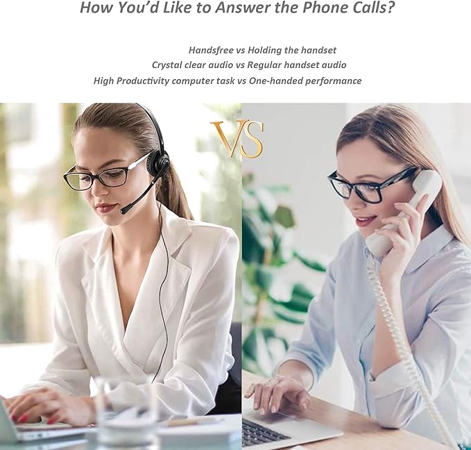 MKJ Telephone Headset with Microphone Noise Canceling Corded RJ9 Dual Ear Cisco Headset for Cisco Landline Phone CP-7821 CP-7841 7931G 7940 7942G 7945G 7960 7962G 7965G 7970 8841 8865 8961 9951