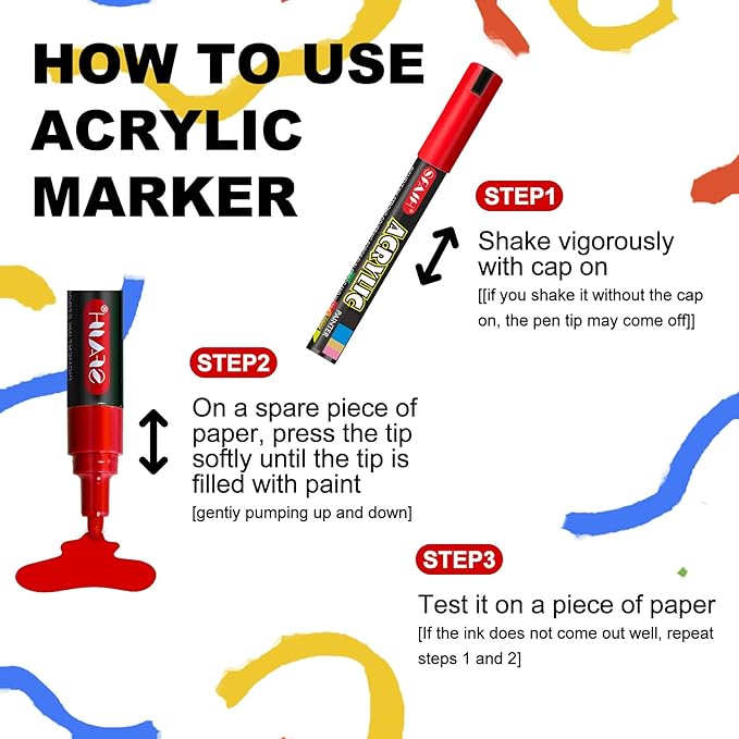 SFAIH Acrylic Creative Markers Set of 48 with Organizer, 3mm Medium Tips - 48 Colors, Waterproof, Fast Drying, Gift for Kids and Adults - Art Supplies, Fabric Paint, Rock Painting, Art Markers