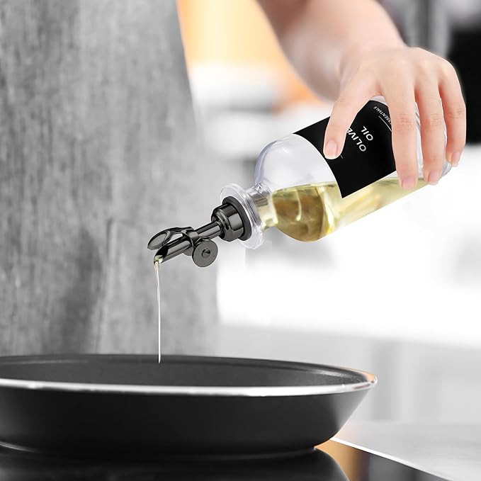 Olive Oil & Coffee Syrup Labels for Bottles - 2.5" x 2.5" Waterproof Kitchen PVC Sticker Labels for Oils, Coffee Syrups, Vinegars, Sauces, Cooking Wines, Condiments - Minimalist Black, 61pcs