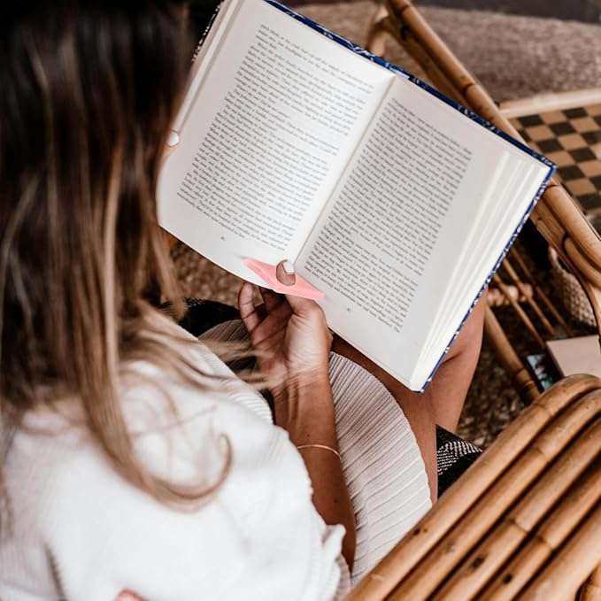 Thumb Page Holder for Reading 2Pack, Energy Pattern Thumb Bookmark, Book Opener Holder, Book Finger Page Holder, Book Accessories for Reading Lovers(Pink and Olive-Green)