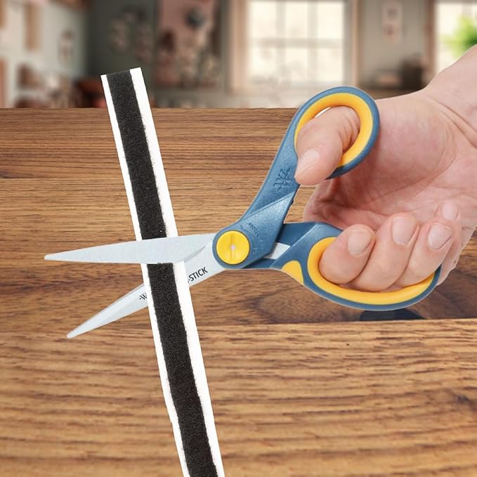 Westcott 8" Straight Titanium Bonded Non-Stick Scissors with Adjustable Glide Feature 2 Pack (16550), Grey/Yellow