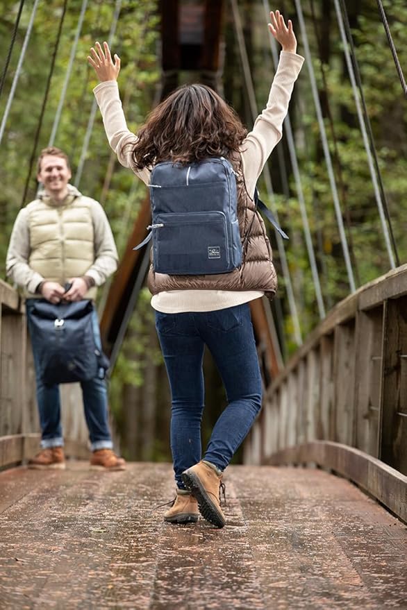 Skyway Luggage Rainier Simple Backpack, Eco-Friendly Made of 100% rPET Travel Laptop Bag for Women & Men, Flight Approved Carry On Bag, 16L, Kohala Black