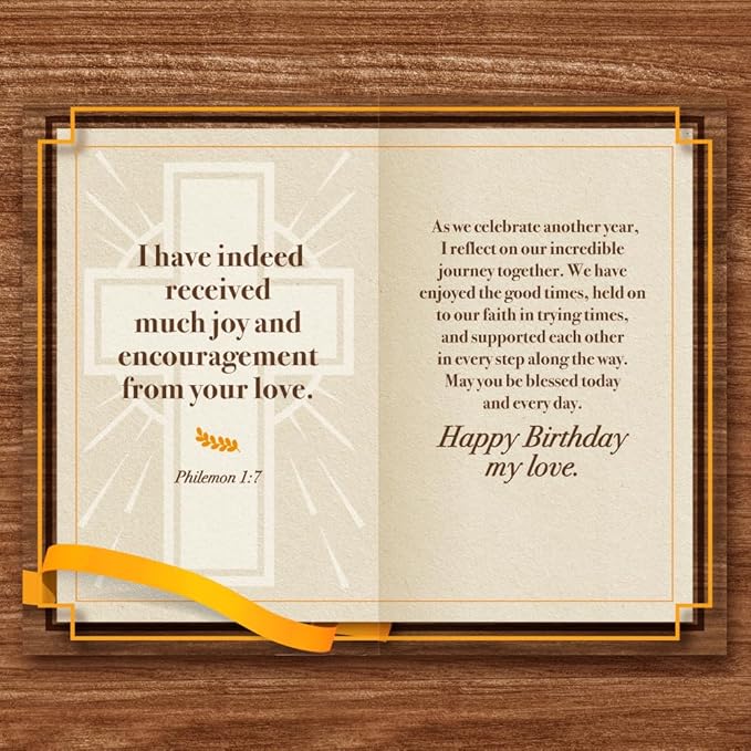 Prime Greetings Religious Birthday Card For Husband, Made in America, Eco-Friendly, Thick Card Stock with Premium Envelope 5in x 7.75in, Packaged in Protective Mailer