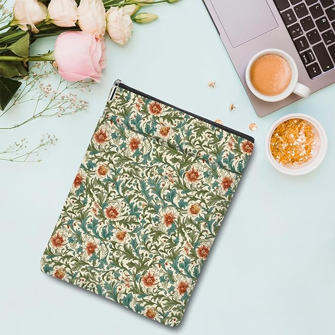 Botanical Book Sleeve, Classic Flower Book Covers for Paperbacks, Floral Book Pouch Book Protector, Book Lovers Gifts for Women Girls Auntie, Book Accessories Book Club Gifts Christmas Birthday Gifts