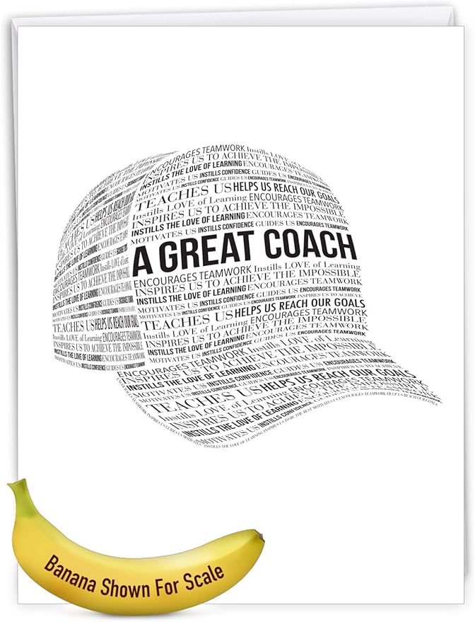 NobleWorks - 1 Jumbo School Teacher Thank You Notecard From US, Everyone w/Envelope (8.5 x 11 Inch) Team Sports Athlete Gratitude, Coaches and Mentor Notecard - Great Coach Thank You J6767TYG-US
