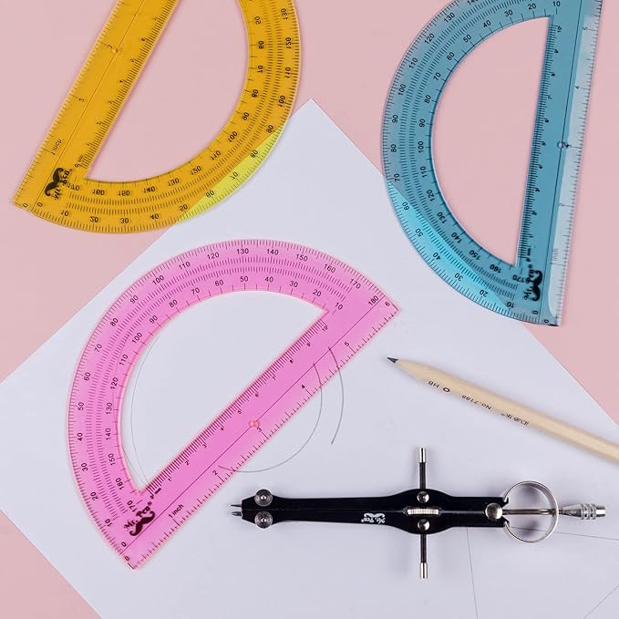 Mr. Pen- Plastic Protractors, 3 Pack, 6 Inch, 180 Degrees, Colorful Protractor for Geometry, Math Protractor, Protractor for Kids, Geometry Protractor, Colored Protractor