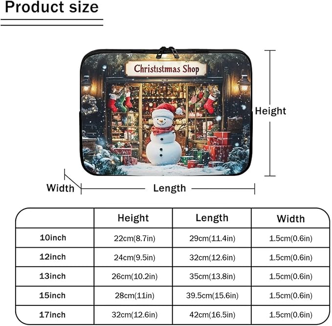 Christmas Snowman Laptop Sleeve Case for Women Laptop Protector Lightweight Computer Sleeve 15 inch Suitable for Girls Boys Tablet Bag Laptop Accessories