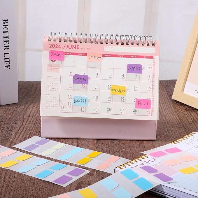 240 Pcs 1Inch Sticky Index Tabs, Colored Book Sticky Tabs for Notebooks, Repositionable Page Tabs for Notebooks File Classification