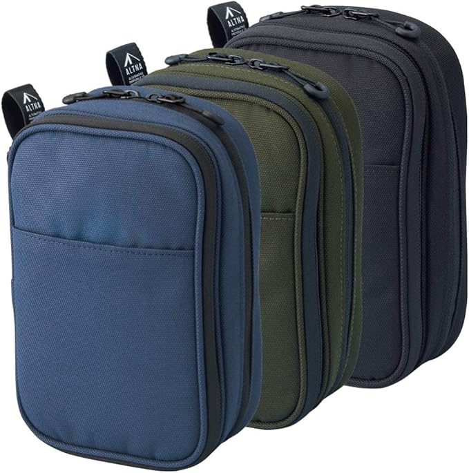 LIHIT LAB Gadget Pouch, Double, 5 x 3.6 x 8.5, Navy Blue (A7765-11)