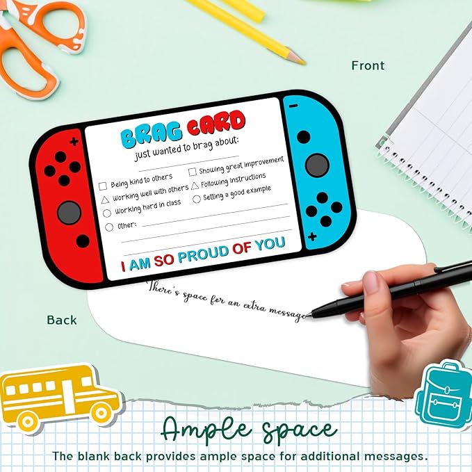Video Game Theme Positive Brag Card, Teacher Mail for Elementary Classroom Rewards to Students