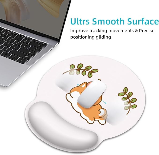 Ergonomic Mouse Pad with Wrist Support,Cute Pink Corgi Mouse Pad with Wrist Rest,Relieve Wrist Pain Mousepad Non-Slip Rubber Base,Cute Mouse Pads for Desk,Computers,Laptop,Office,Home,Accessories