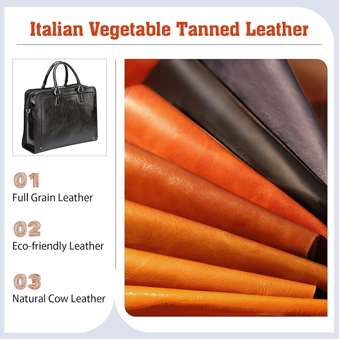 Banuce Vintage and Stylish Genuine Full Grains Italian Leather Briefcase for Women Laptop Bag Business Work Bag
