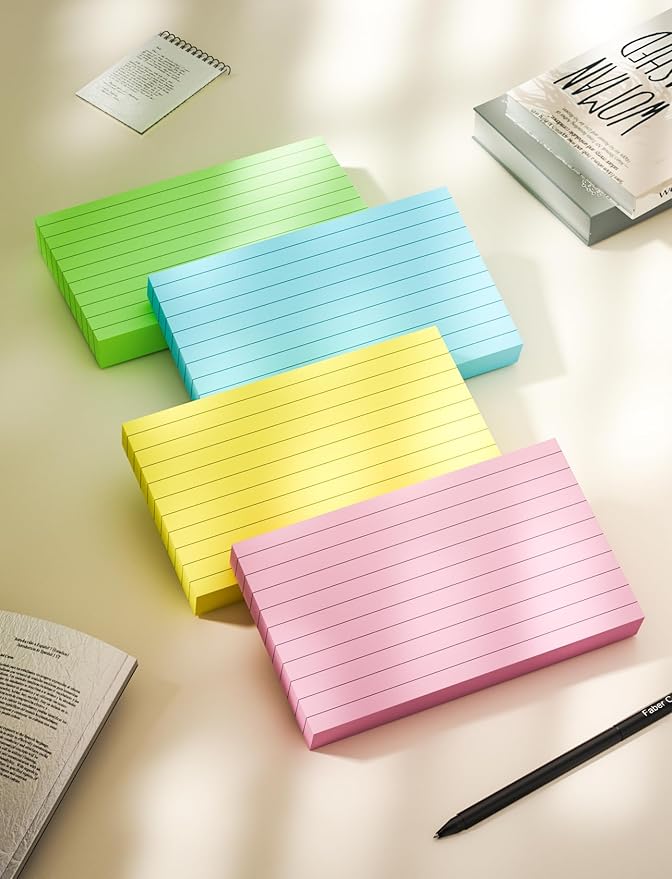 3x5 Index Cards, Colored Index Cards, 200 PCS Note Cards 3x5 Flash Cards, 180GSM Heavy Notecards 3 x 5 Lined, 3 by 5 Pink Index Card Ruled Bulk Pack of Note Cards Flashcards for Studying Taking Notes