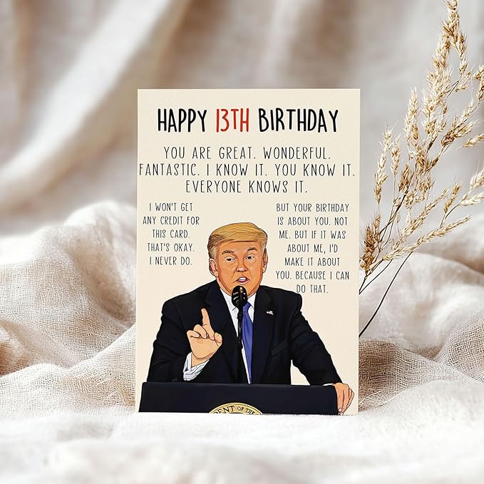 Funny 13th Birthday Card for Him Her, Humorous 13th Birthday Gift for Son Daughter, Happy 13 Year Old Birthday Decorations for Boys Girls Grandson Granddaughter