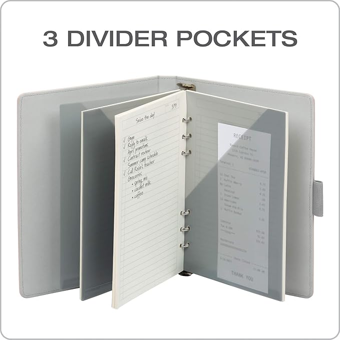 Oxford 6-Ring Professional Notebook, 7 x 9 Inch, Refillable Notebook, Writing Journal, Ivory Paper, 100 Sheets, Blush Pink Faux Leather Cover (90005)