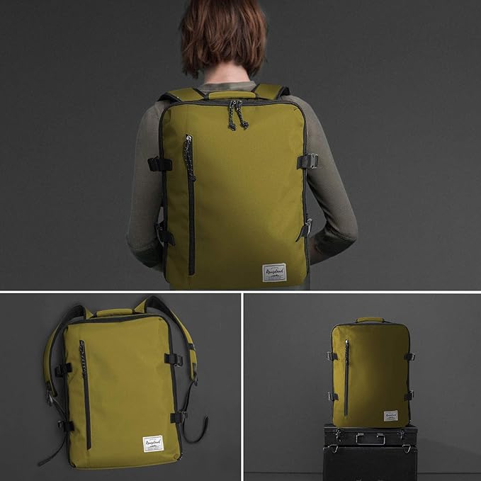 Travel Backpack 21L Minimalist Casual Small Carry-on Daypack 15-inch Laptop Notebook, Overnight Weekender Dark Yellow Mustard