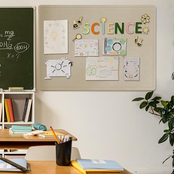 Large Bulletin Board - 48 x 36 Inches, Decorative Felt Pin Board for Wall - 4' x 3' Foldable Photo Display Board with Self-Adhesive Tape, Includes 20 Push Pins - Desert Brown