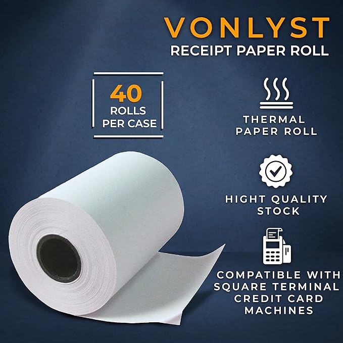 Receipt Paper Roll for Square Terminal Credit Card Machine (40 rolls)