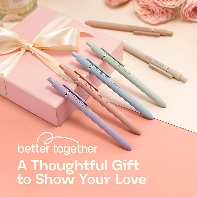 Achievers Inspirational Pen Set for Women - Motivational Quotes Office Gift for Her, Congratulations on Promotion, New Job Gifts Lady Boss Business Pens, Adult Graduation Gifts Stylish Sets (Pastel)