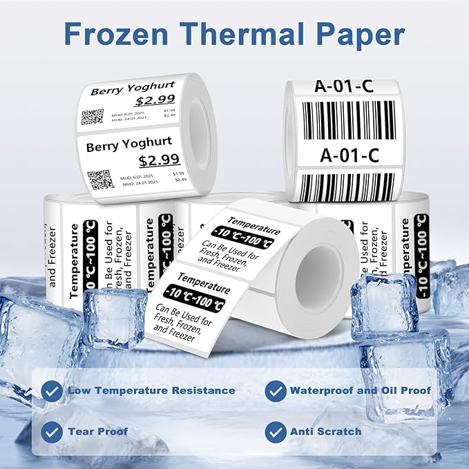 CLABEL Label Maker Tape for CLABEL 221B, Thermal Labels, Adapted Label Print Paper Waterproof Self-Adhesive Multipurpose Labeling Tape 6 Roll of 1380pcs