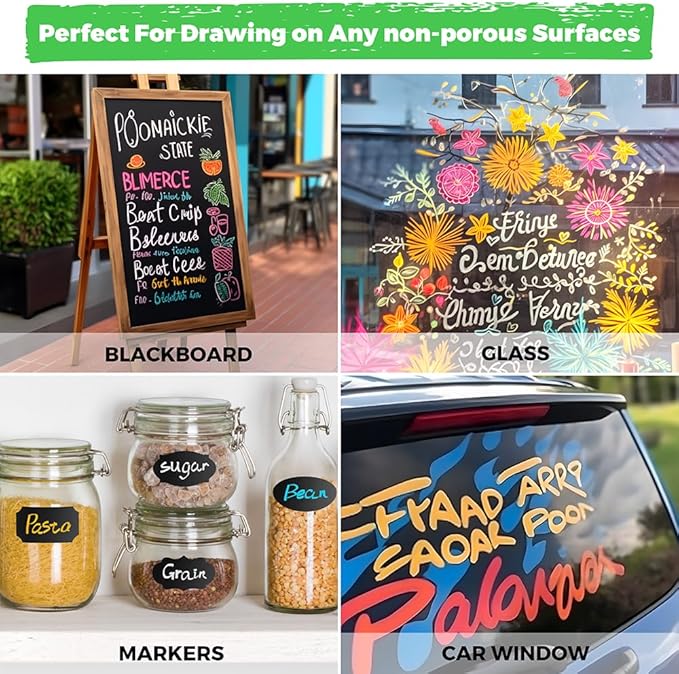 Window Chalk Markers for Cars Washable,Jumbo Liquid Chalk Marker with 8 Colors 10mm Thick Tips,Window Paint Markers for Auto,Glass,Blackboards,Bistro, Mirror, Poster, Business